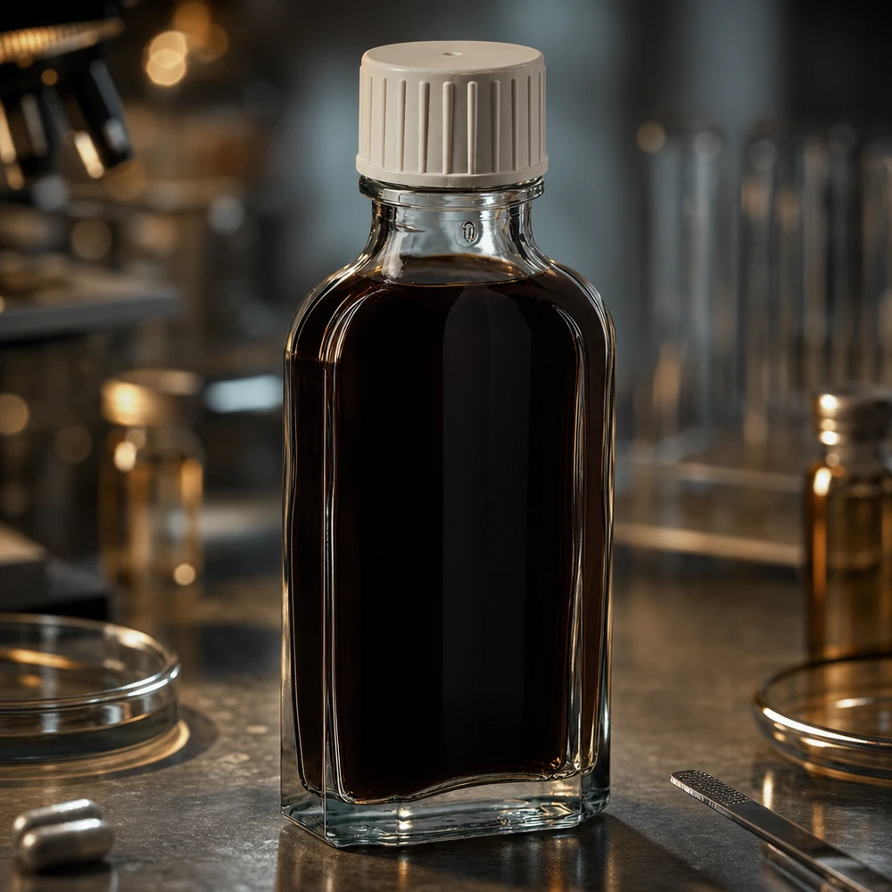Flasque transparente de 50 ml au goulot DIN 22, avec bouchon à vis DIN 22 blanc et bague anti-gouttes Flacon rectangulaire en verre transparent de 50 ml, muni d'un bouchon à vis à l'épreuve des enfants et d'un dispositif de dosage