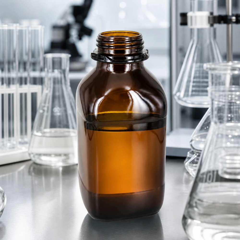 Bouteille en verre ambré de 1 000 ml à large goulot : la solution de conservation idéale Bouteille de produits chimiques professionnelle de 1000 ml avec verre ambré pour une protection optimale contre les UV