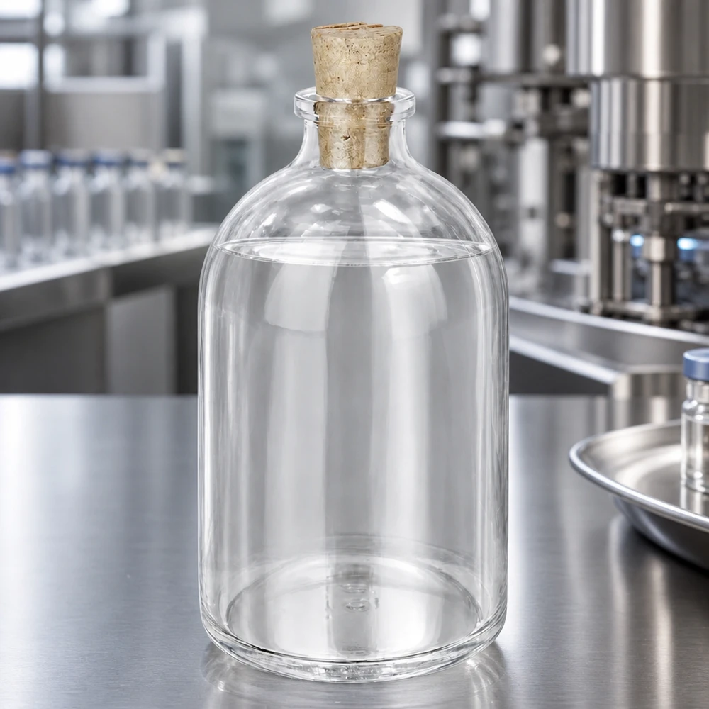 Flacon en verre clair 100 ml avec bouchon de liège 11/14 mm Zylindrische Flasche aus Klarglas 100ml Korken 11/14mm in Pharmaumgebung