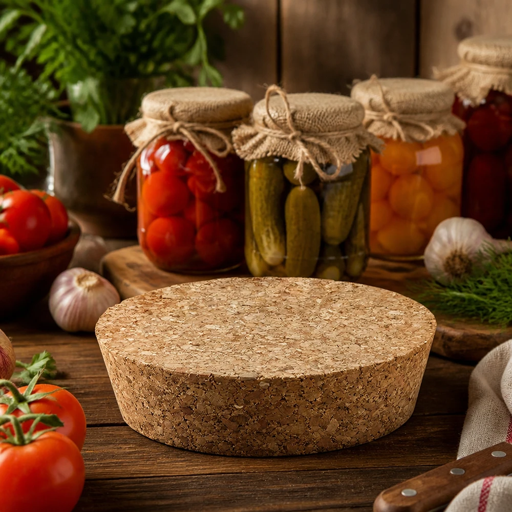 WECK bouchon RR80 liège naturel fermeture dans cuisine rustique avec bocaux légumes tomates utilisation décorative