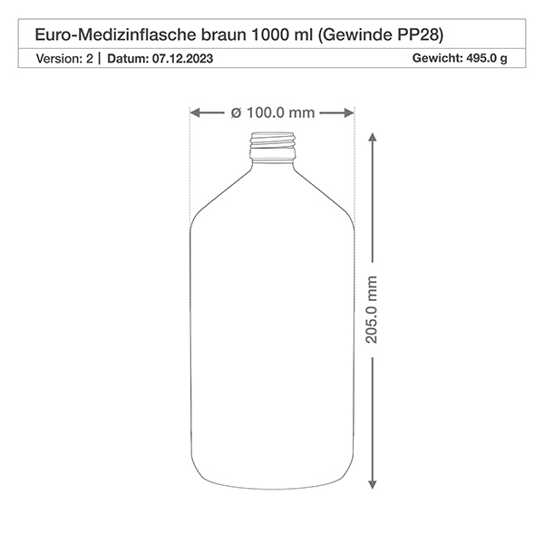 Bouteille médicale de 1000ml brune avec bouchon en aluminium or Bouteille médicale de 1000ml brune avec bouchon en aluminium or