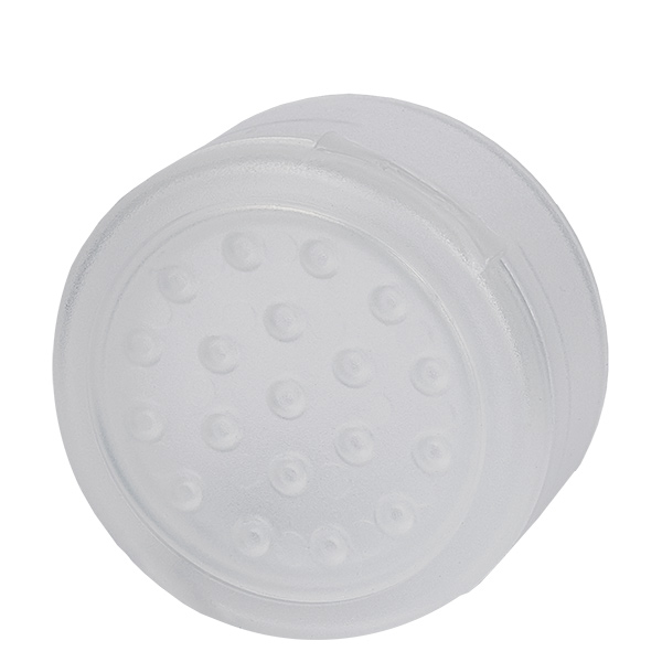Bocal à sel/épices Couvercle avec garniture blanche - 19 trous ø3.5mm. Filetage de 41mm. Charnière à charnière. EN PP. Bocal à sel/épices Couvercle avec garniture blanche - 19 trous ø3.5mm. Filetage de 41mm. Charnière à charnière. EN PP.