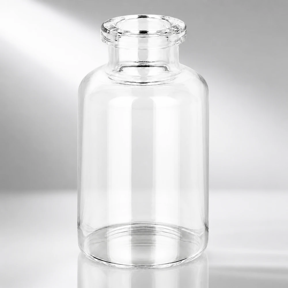 Flacon pour solution injectable, 20 ml en verre clair Kompakte Pharmaverpackung 20ml Klarglas Vial mit charakteristischem Schulterdesign und Bördelrand