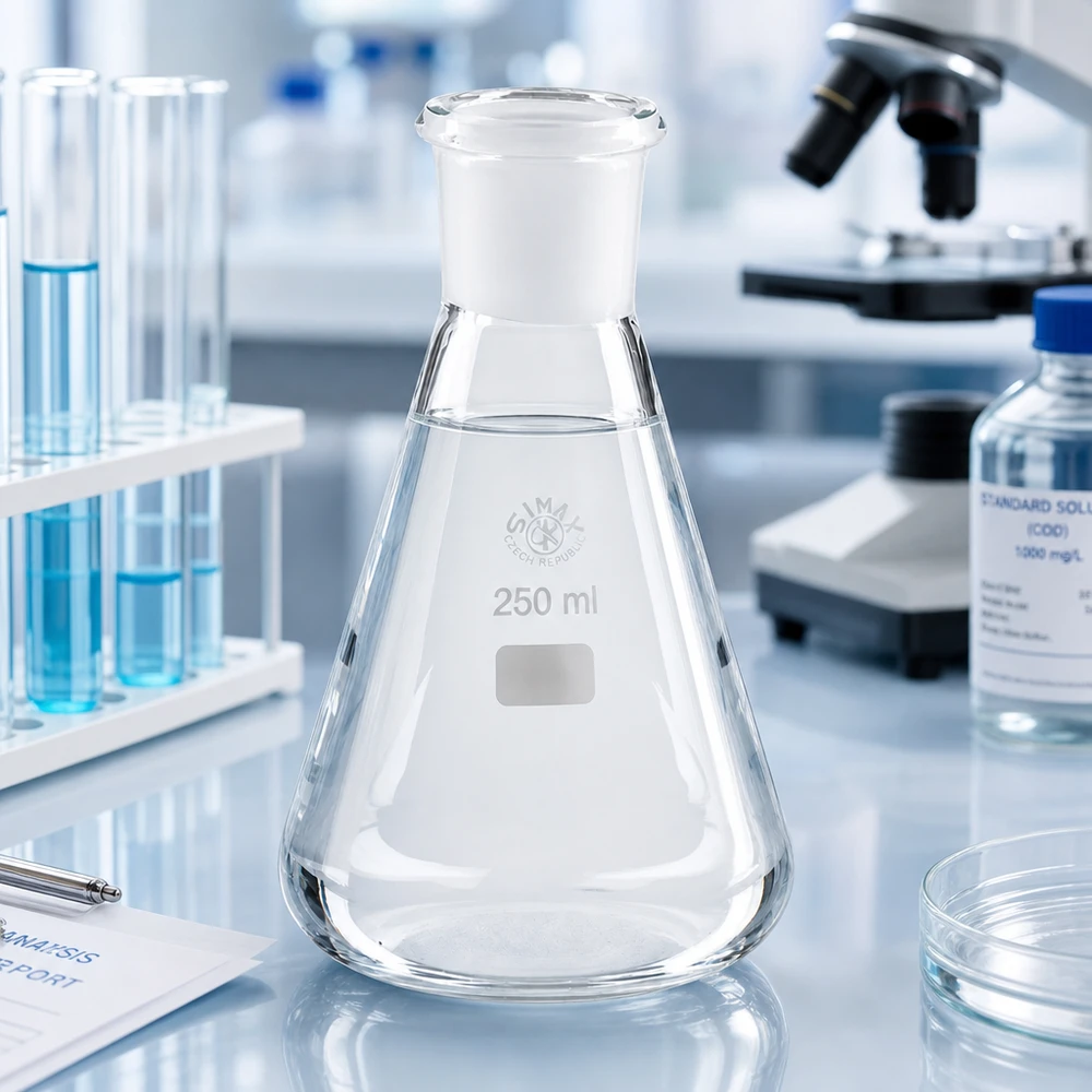 Erlenmeyer 250 ml col étroit, verre borosilicate avec rodage normalisé 29/32