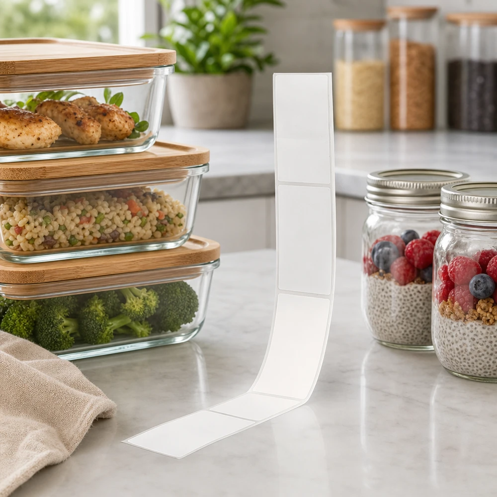 Étiquettes autocollantes 54x154,5mm en paquet de 20 pour l'étiquetage des boîtes Meal-Prep et des récipients de stockage