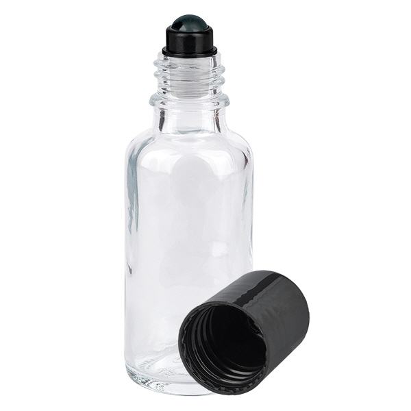 Flacon de déodorant en verre clair 30 ml, déo à bille vide Flacon de déodorant en verre clair 30 ml, déo à bille vide