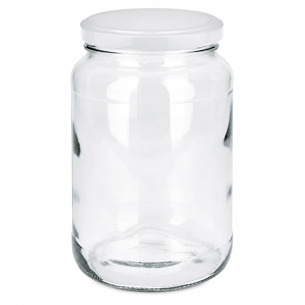 1700ml bocal rond avec couvercle blanc BasicSeal certifié UN bocal à conserves transparent vide