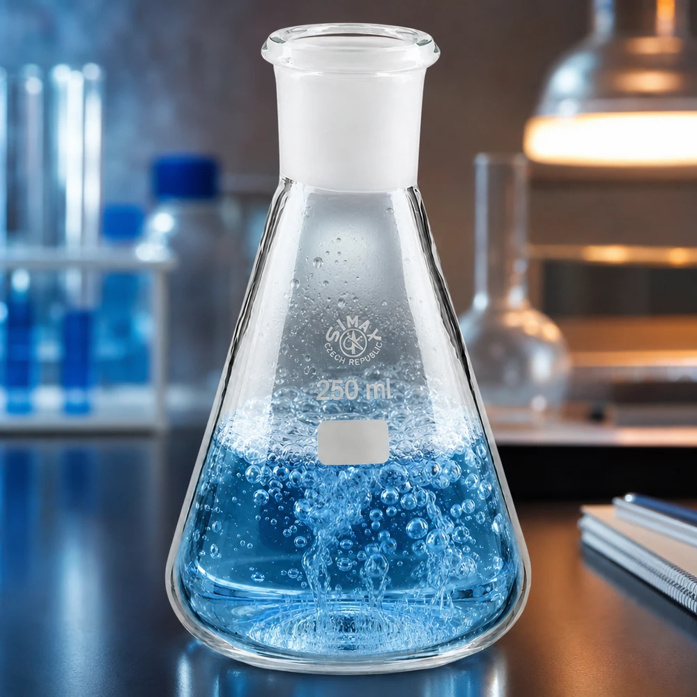 Erlenmeyer 250 ml col étroit, verre borosilicate avec rodage normalisé 29/32