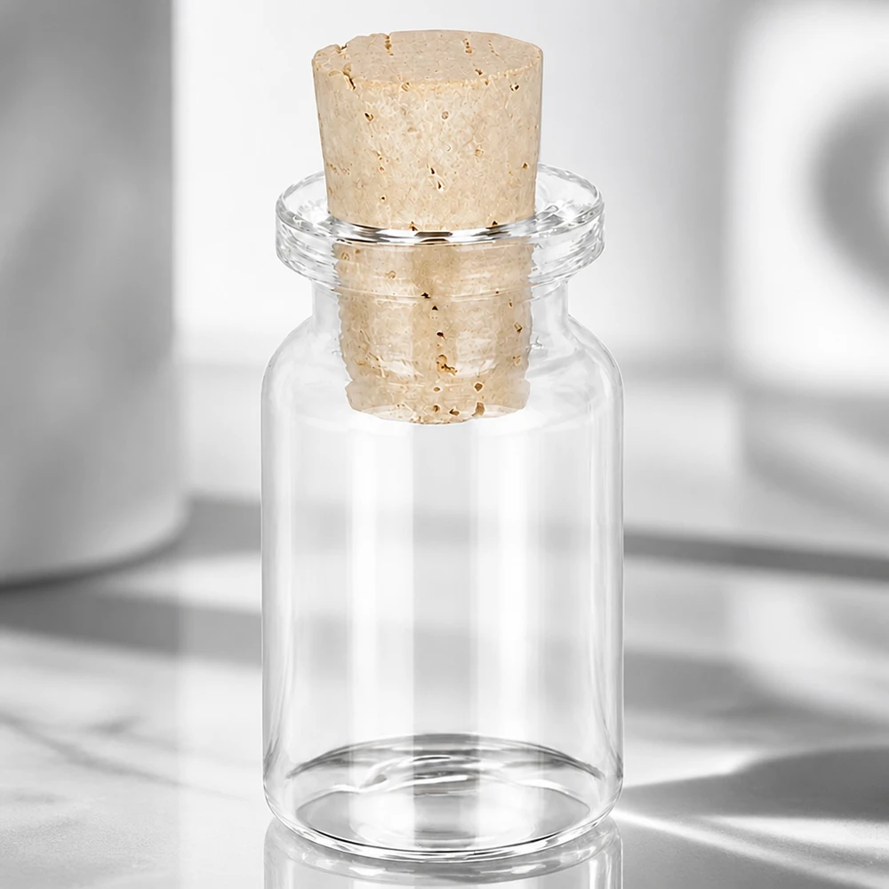 Flacon en verre clair 5 ml avec bouchon de liège 11/14 mm Klarglas Aufbewahrungsflasche 5ml mit Korken 11/14mm für Schmuck Perlen und Kleinteile