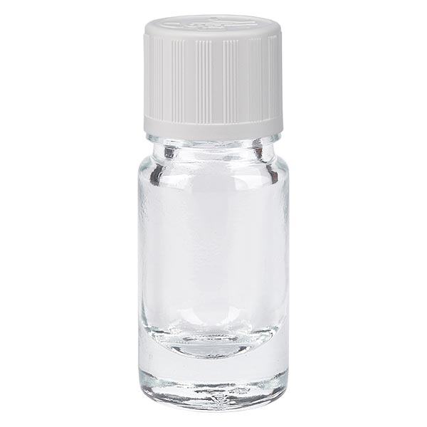 Flacon de pharmacie transparent 5ml bouchon compte-gouttes blanc sécurité enfant standard Flacon de pharmacie transparent 5ml bouchon compte-gouttes blanc sécurité enfant standard