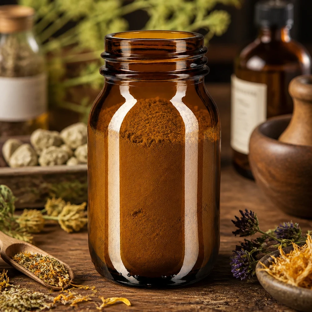 Bouteille en verre brun à large ouverture de 100ml idéale pour les cosmétiques naturels et les extraits de plantes