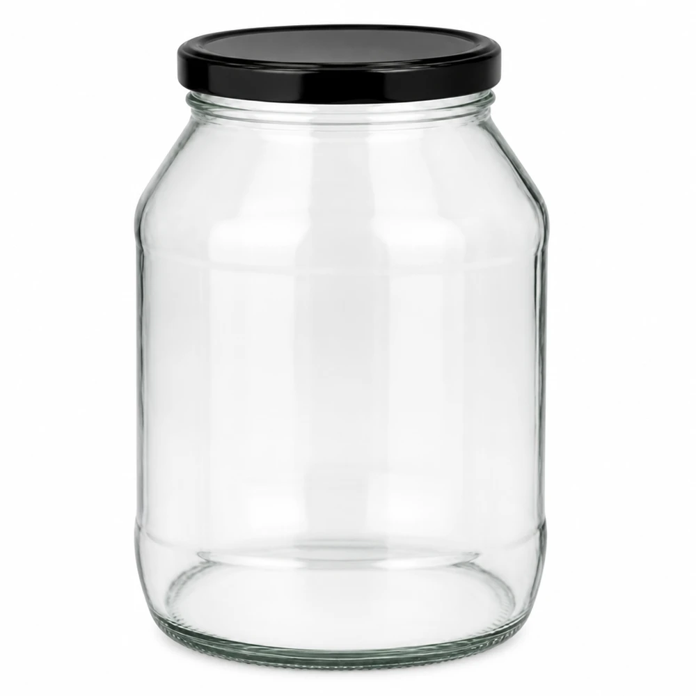 2650ml Verre rond avec couvercle BasicSeal noir UNiTWIST 2650ml Rundglas mit schwarzem BasicSeal Deckel - Großes Vorratsglas für Küche und Haushalt von Glas-Fabrik.de