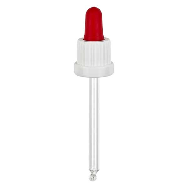 pipette en verre blanc/rouge 18mm, longueur 78 inviolable pipette en verre blanc/rouge 18mm, longueur 78 inviolable