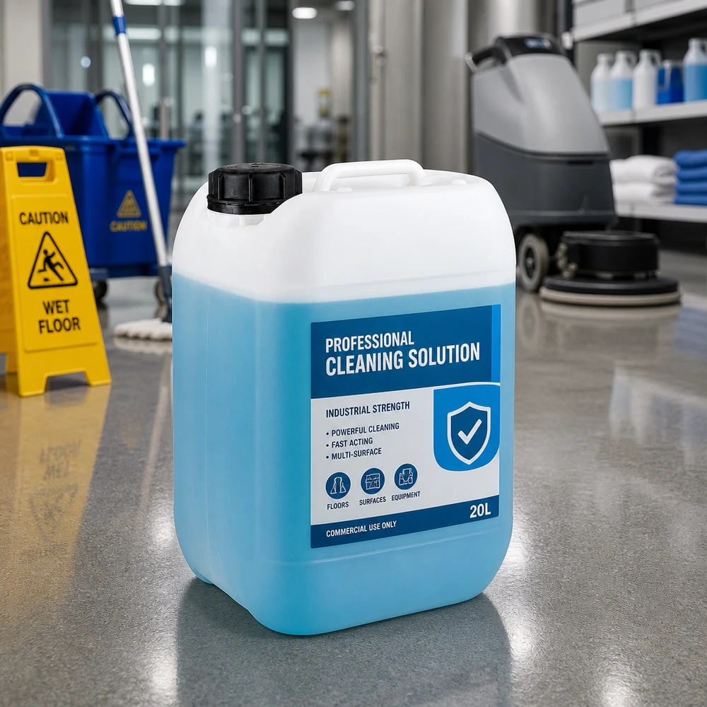 Jerrican de 5 litres avec bouchon à vis Bidon bleu de 5 litres pour produit nettoyant, avec bouchon à vis, destiné à un usage professionnel