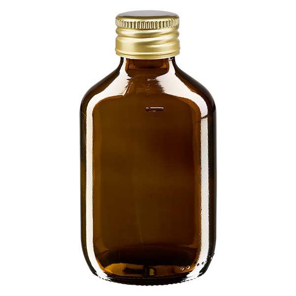 Bouteille médicale de 200ml brune avec bouchon en aluminium or Bouteille médicale de 200ml brune avec bouchon en aluminium or