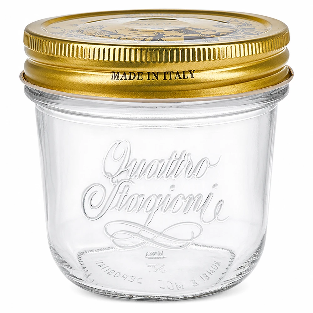 Pot Quattro Stagioni 200ml avec couvercle doré à visser Made in Italy Pot de conservation pour conserves et confitures