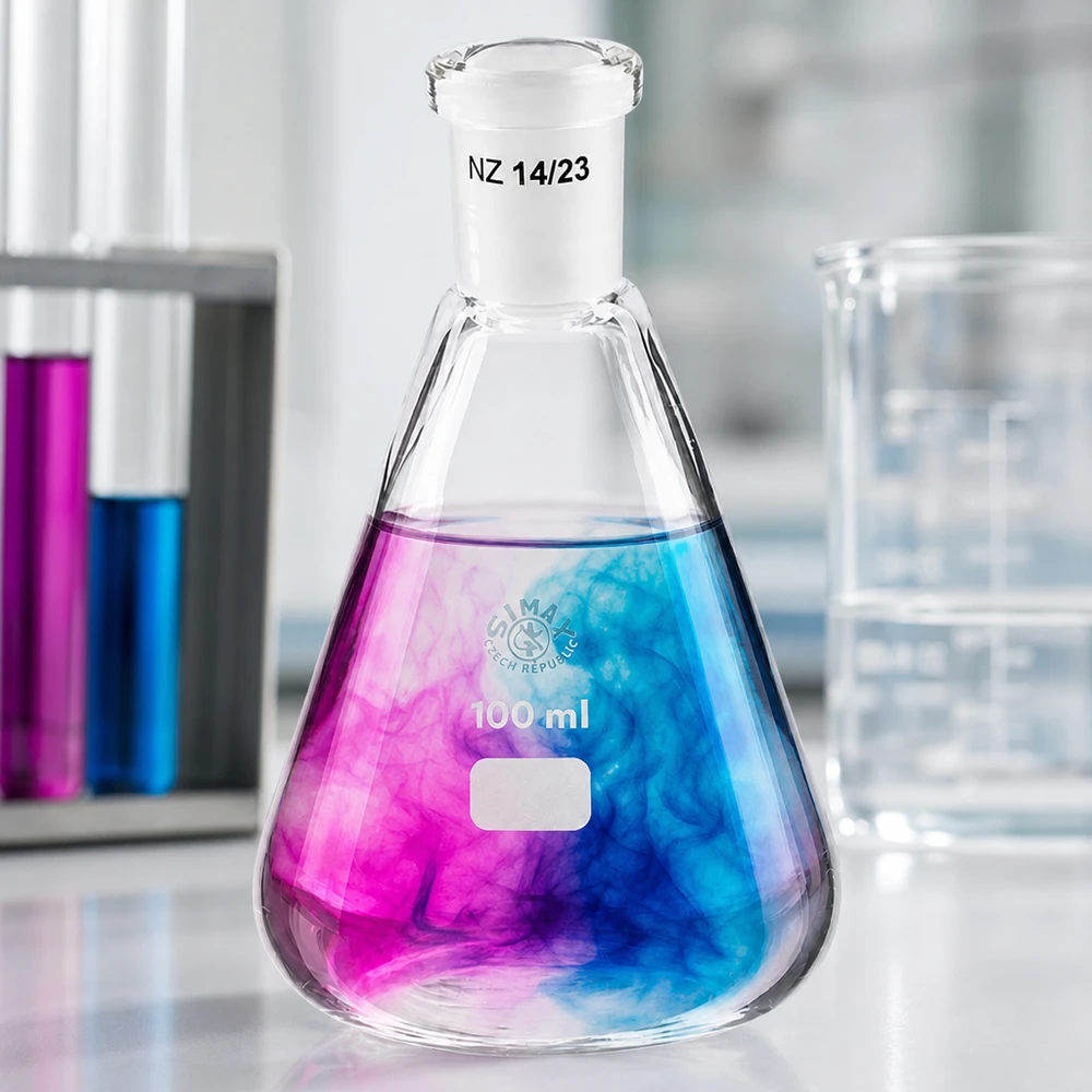 Erlenmeyer 100 ml col étroit, verre borosilicate avec rodage normalisé 14/23 Erlenmeyer 100 ml col étroit, verre borosilicate avec rodage normalisé 14/23