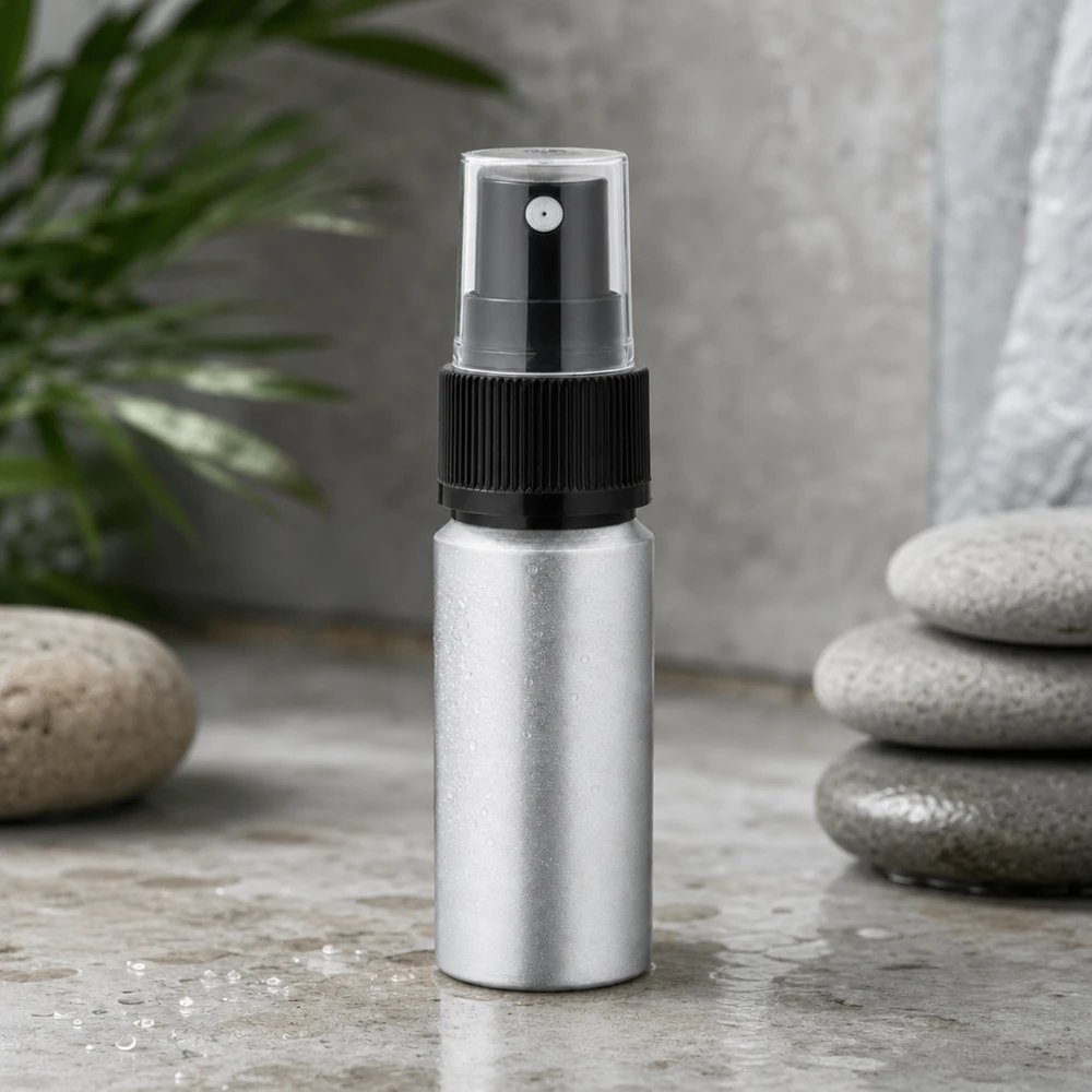Bouteille en aluminium teinté 20 ml, avec vaporisateur à pompe noir Vaporisateur léger en aluminium de 20 ml avec une fine brume pour une répartition uniforme