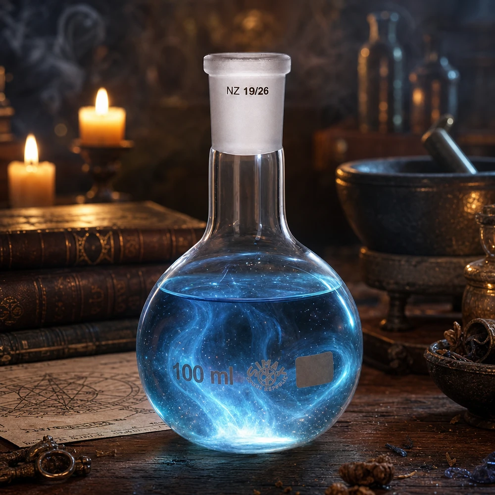 Ballon à fond plat 100 ml à col étroit, en verre borosilicate avec rodage normalisé 19/26 Fiole de laboratoire de précision 100ml en verre spécial transparent - idéale pour les travaux d'analyse