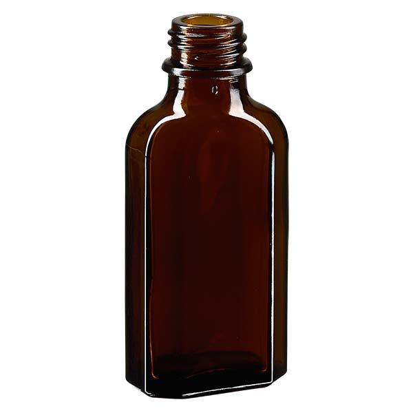 Flasque brune de 50 ml au goulot DIN 22 50 ml flacon meplat brun DIN22 pas de vis flacon en verre carré pour médecine cosmétique aromathérapie vide