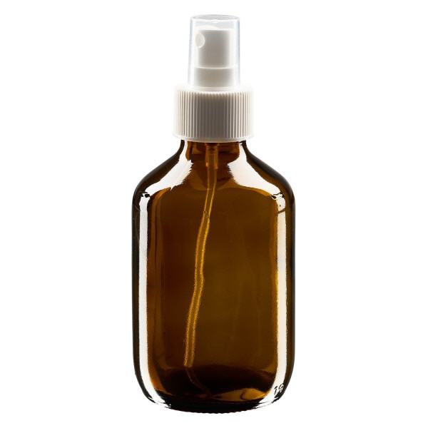 Flacon médical norme européenne de 200 ml avec spray blanc GCMI 28/410 et couvercle transparent, standard Flacon médical norme européenne de 200 ml avec spray blanc GCMI 28/410 et couvercle transparent, standard