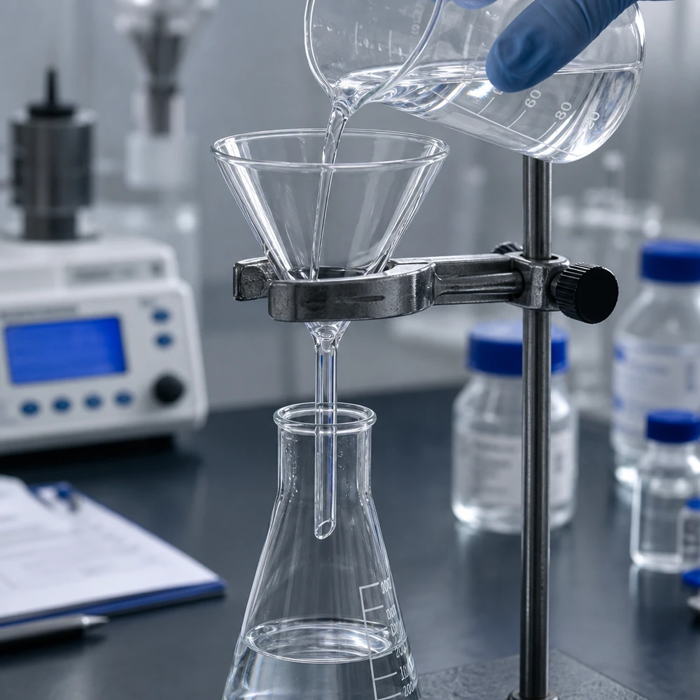Entonnoir de laboratoire en verre sodocalcique, à angle de 60 degrés et d'un diamètre de 80 mm, pour une filtration précise