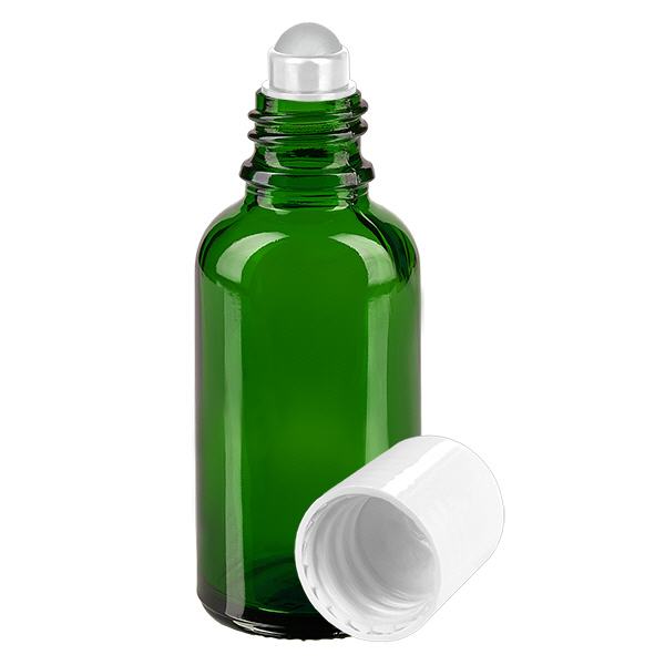 Flacon de pharmacie vert 30ml Roll-On bouchon blanc Flacon de pharmacie vert 30ml Roll-On bouchon blanc