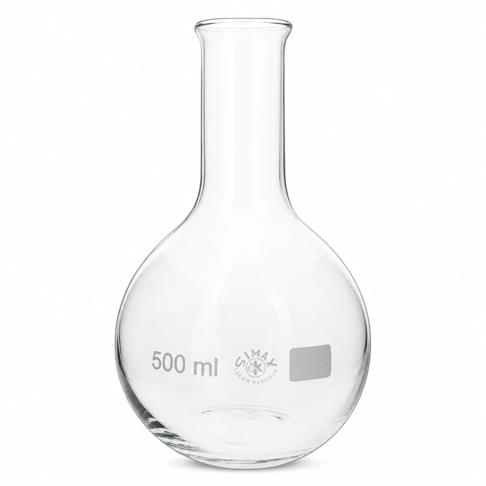 Ballon à fond plat 500 ml à col étroit, en verre borosilicate avec bord renforcé Grand ballon de 500 ml à col étroit pour la recherche et l'éducation