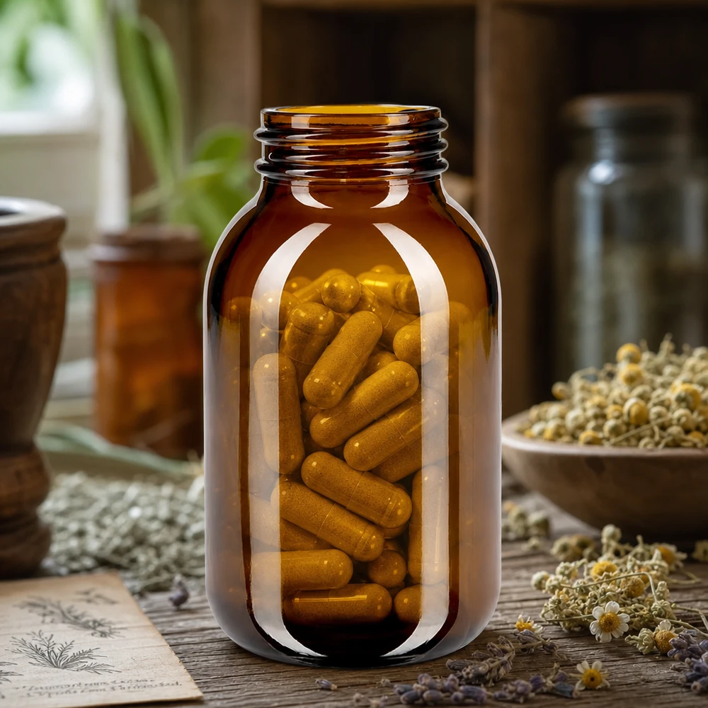 Bocal à col large en verre ambré 500 ml, goulot DIN 55, sans couvercle