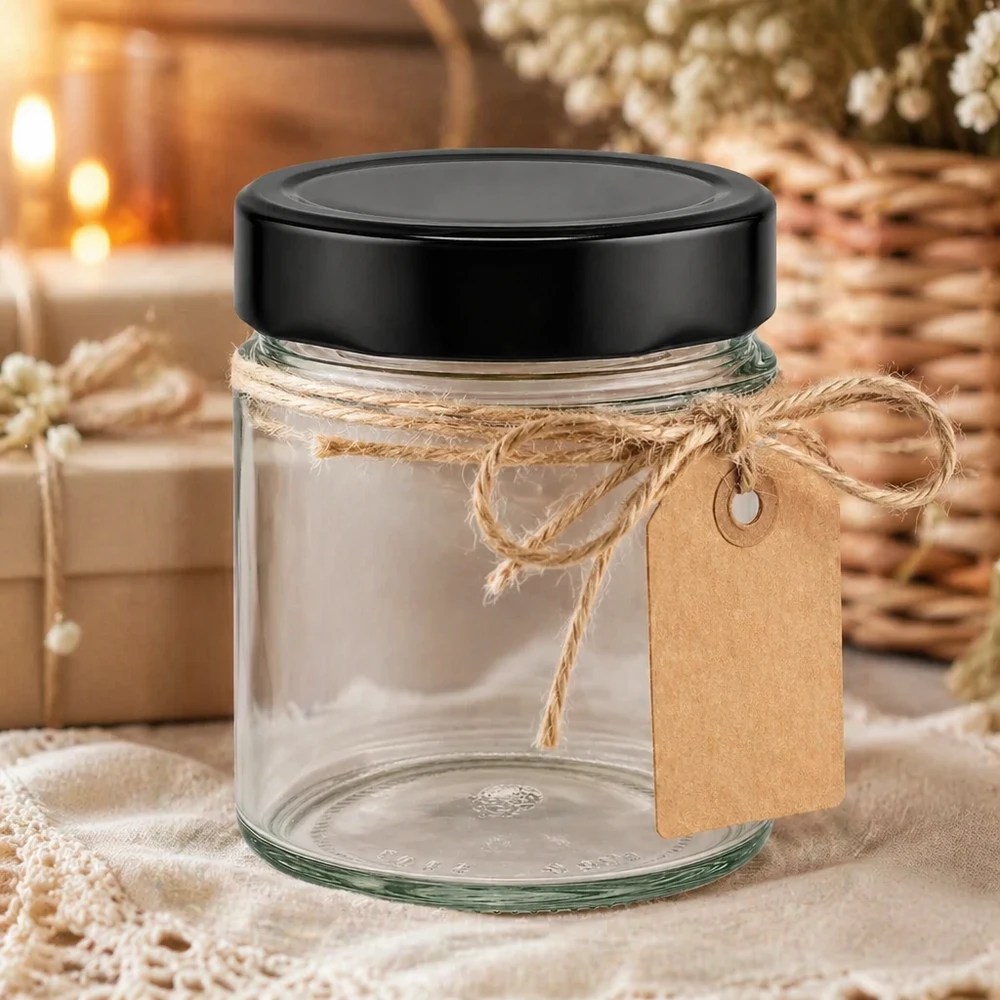 135ml Verre rond avec couvercle BasicSeal noir UNiTWIST