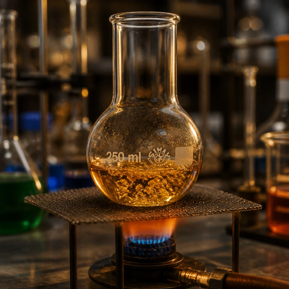 Ballon rond à col large de 250 ml, de taille optimale pour les petites expériences de laboratoire et les analyses
