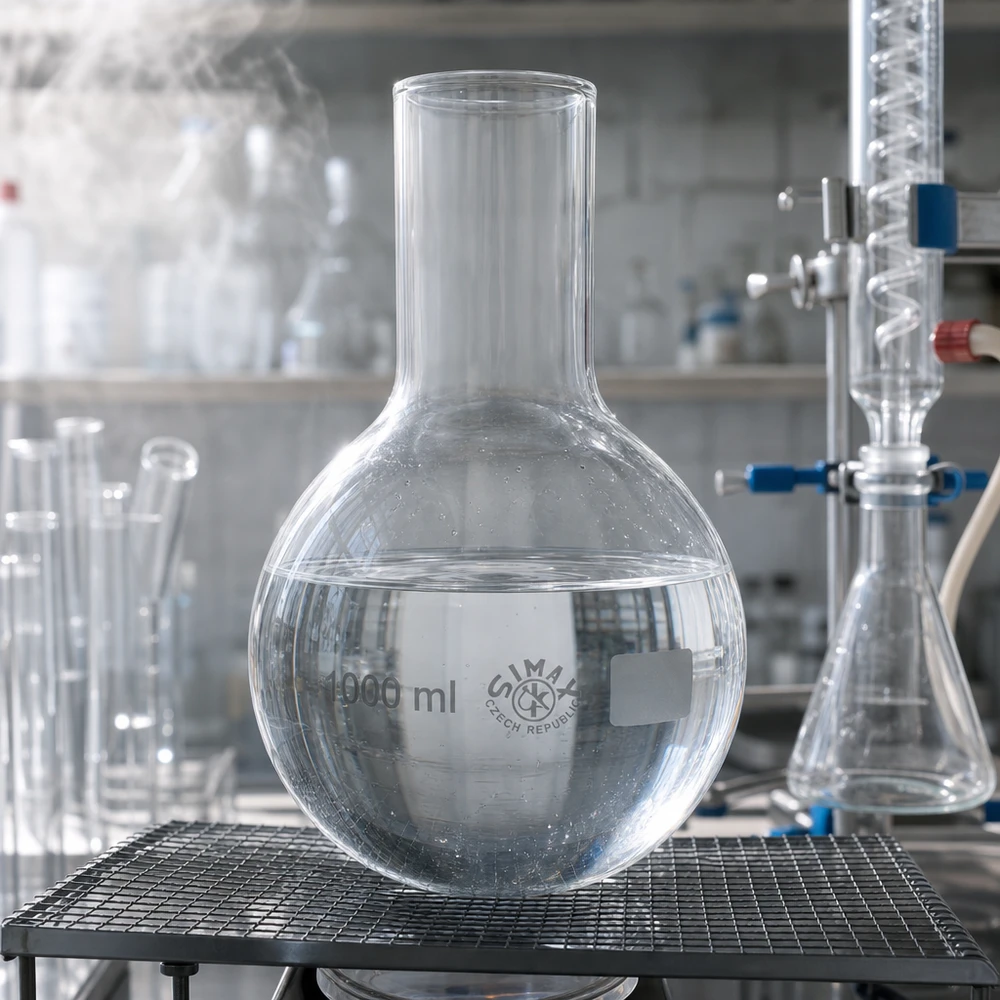 Ballon à parois épaisses de 1000 ml avec col large pour les processus de laboratoire soumis à des contraintes mécaniques