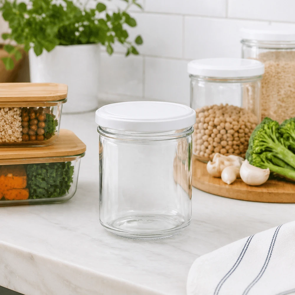 167ml Verre conique avec couvercle BasicSeal blanc UNiTWIST 167ml Verre conique avec couvercle BasicSeal blanc UNiTWIST