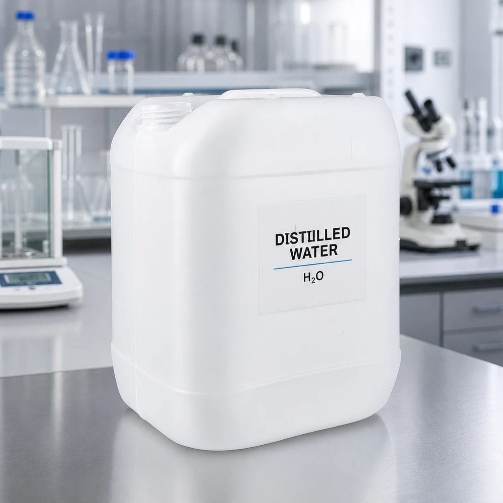 Jerrican de 20 litres sans bouchon Eau distillée H₂O en bidons en plastique de 20 litres sans bouchon, destinés à un usage en laboratoire