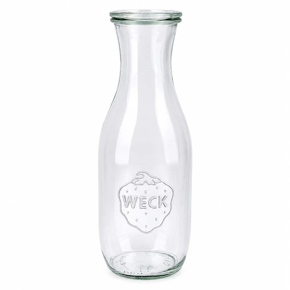 WECK Bouteille de jus de fruits 1062ml en verre avec couvercle RR60 Bouteille en verre transparente pour la mise en conserve de jus de fruits