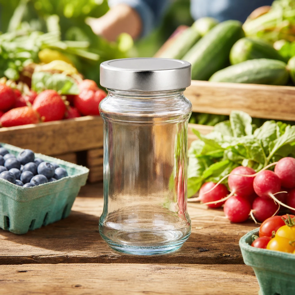 390ml Verre rond avec couvercle BasicSeal argent UNiTWIST