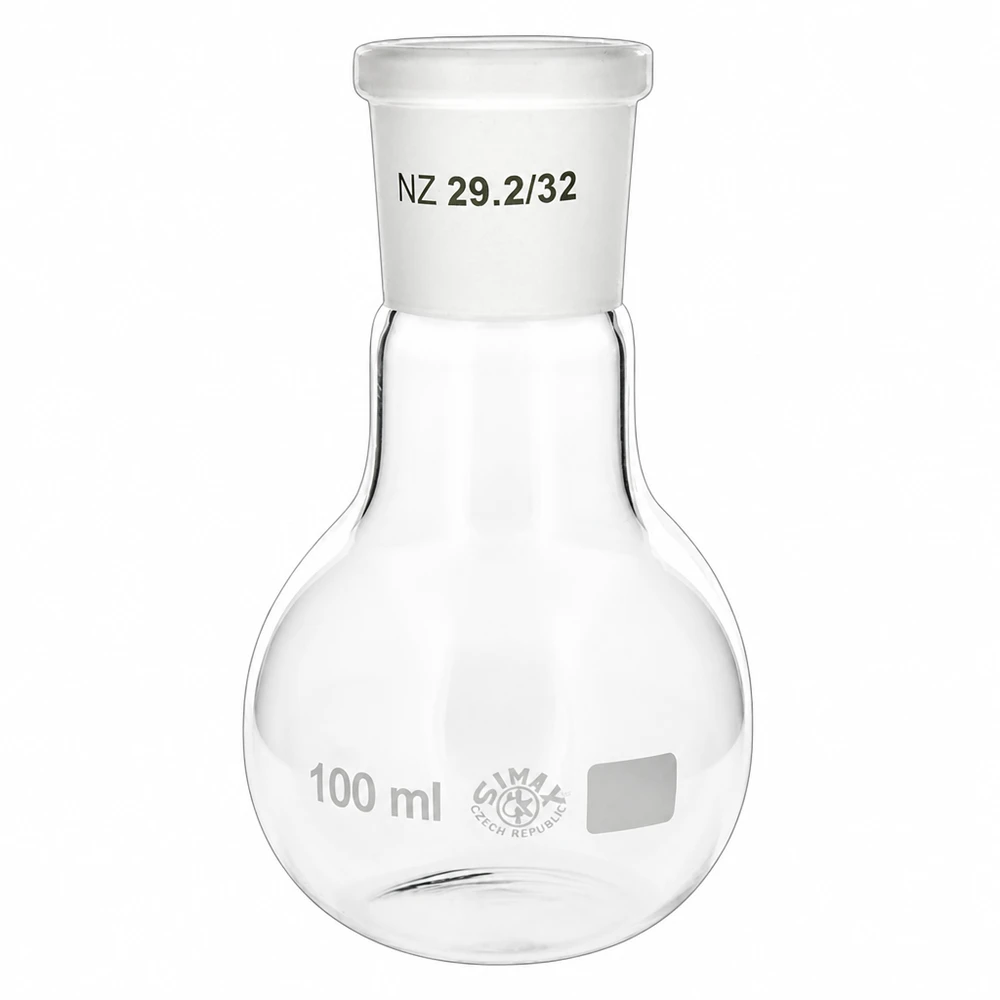 Ballon rond compact de 100ml avec rodage standard 29/32 idéal pour les petites préparations de réaction