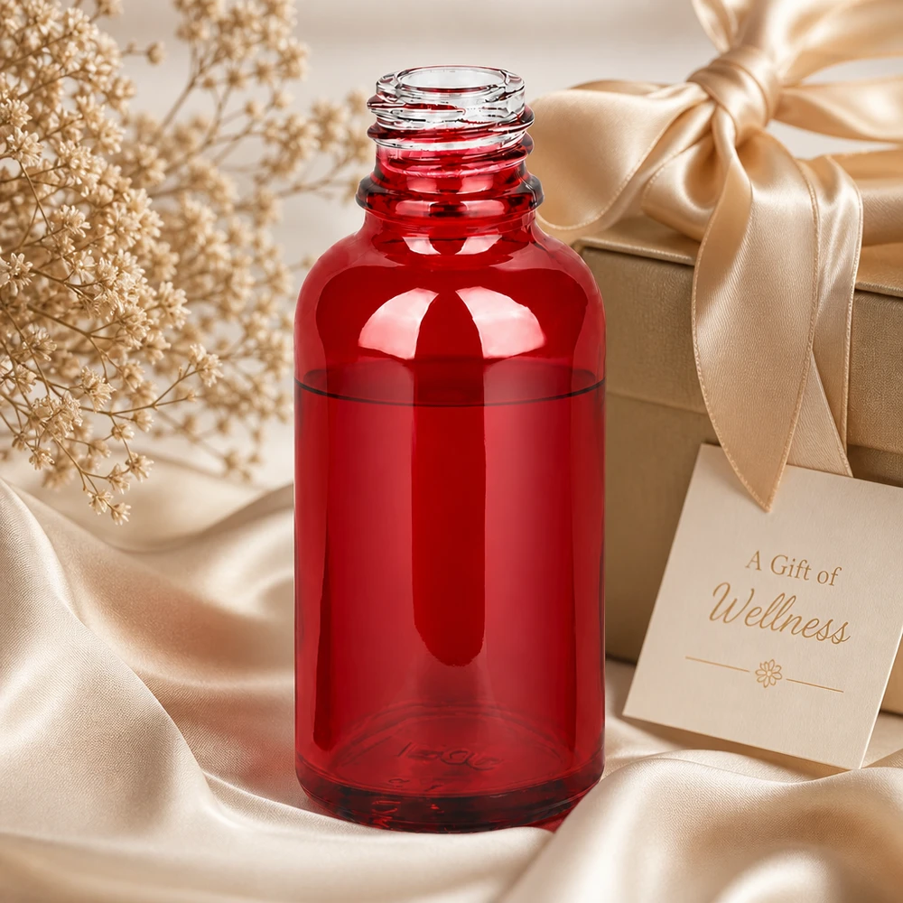 Flacon à pharmacie 30ml RedLine UT18/30 UNiTWIST Bouteille en verre RedLine UT18/30 UNiTWIST de 30 ml d'un rouge saisissant, parfaite comme emballage cadeau