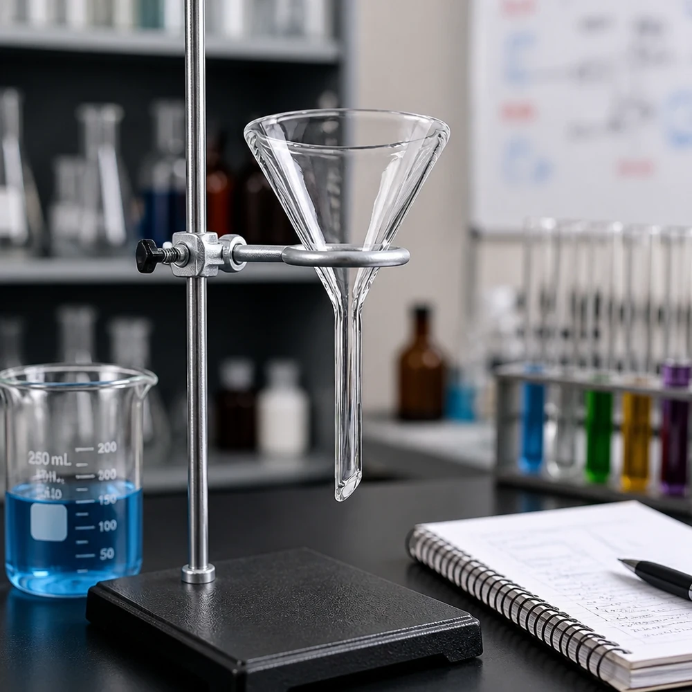 Entonnoir de précision avec angle d'inclinaison de 60 degrés en borosilicate de haute qualité pour un dosage exact