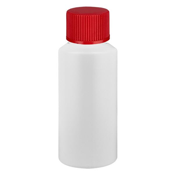 Flacon de pharmacie HDPE 30ml blanc avec bouchon vissable rouge Flacon de pharmacie HDPE 30ml blanc avec bouchon vissable rouge