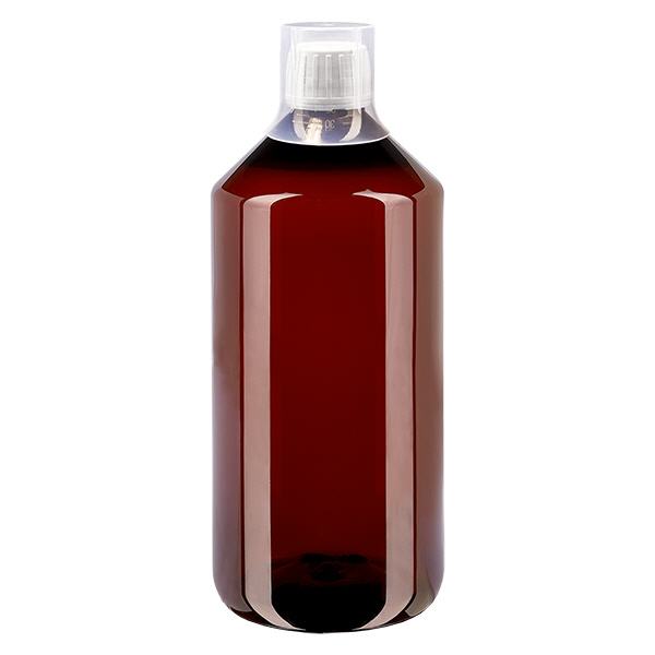 Bouteille PET 1000ml avec bouchon blanc, bouchon d'origine + gobelet Bouteille PET 1000ml avec bouchon blanc, bouchon d'origine + gobelet