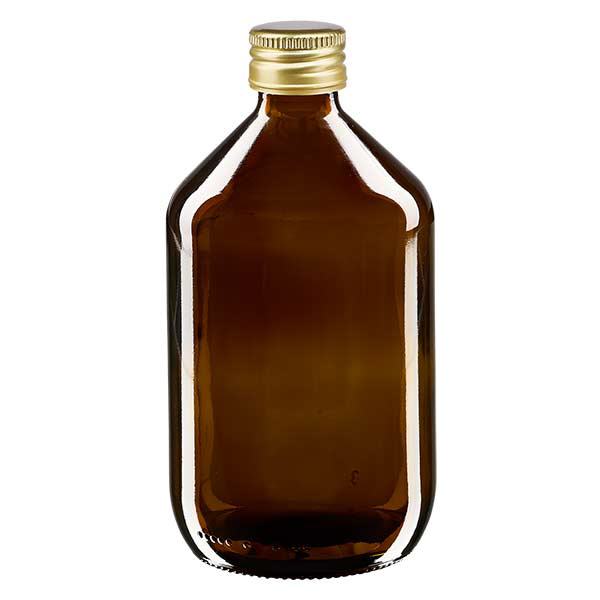 Bouteille médicale de 500ml brune avec bouchon en aluminium or Bouteille médicale de 500ml brune avec bouchon en aluminium or