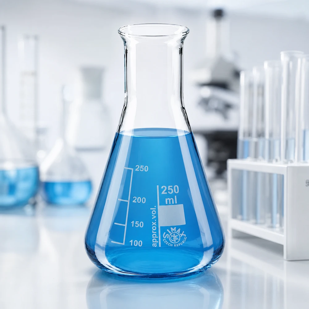 Erlenmeyer 250ml col large, verre borosilicate Verrerie de laboratoire de 250ml de forme conique et graduée pour les analyses quantitatives