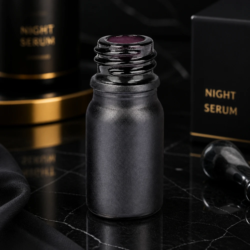 Flacon à pharmacie 5ml BlackLine UT18/5 UNiTWIST Flacon de pharmacie 5ml BlackLine UT18/5 de haute qualité au design noir mat pour les cosmétiques
