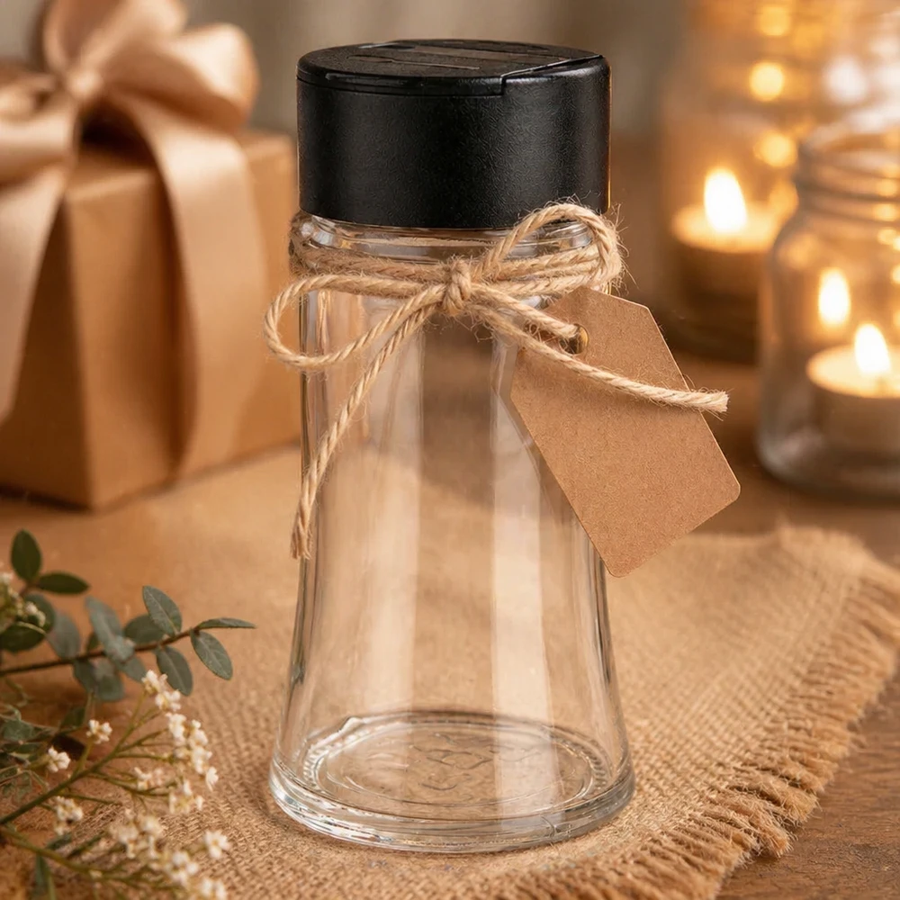 Pot à sel/épices 95 ml avec double saupoudreuse, noir