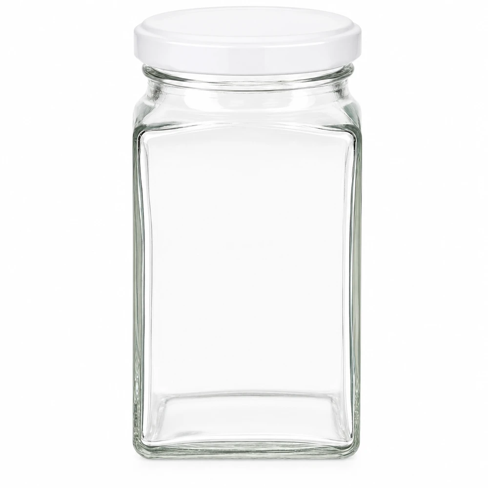260ml Tetraglas avec couvercle BasicSeal blanc UNiTWIST Tetraglas de 260ml avec couvercle blanc BasicSeal verre carré vide pour la conservation des aliments bocal de stockage