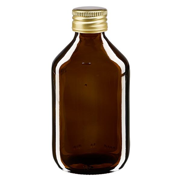 Bouteille médicale de 250ml brune avec bouchon en aluminium or Bouteille médicale de 250ml brune avec bouchon en aluminium or