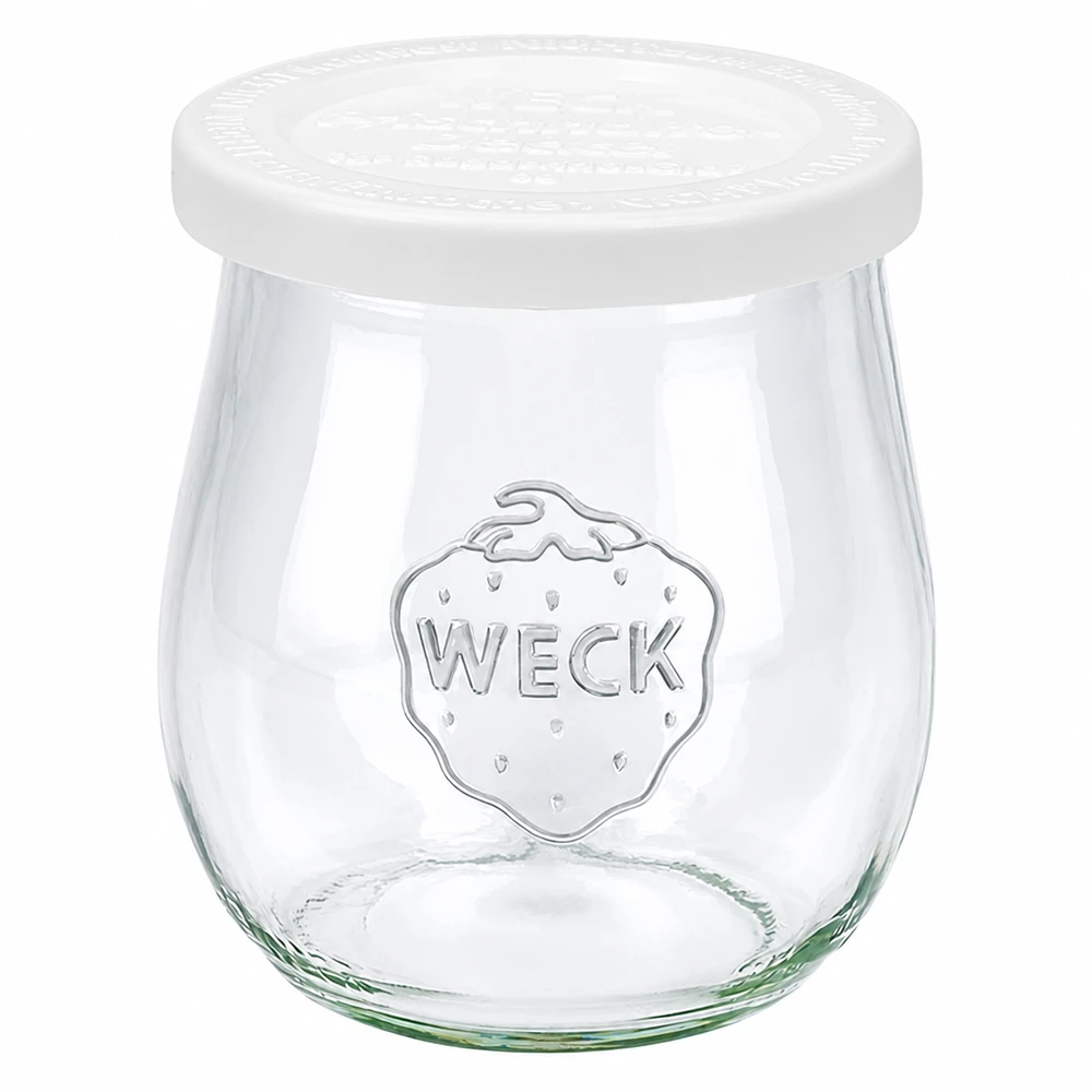 WECK Pot tulipe 220ml avec couvercle fraîcheur blanc RR60 - bocal en verre pour la conservation et le stockage