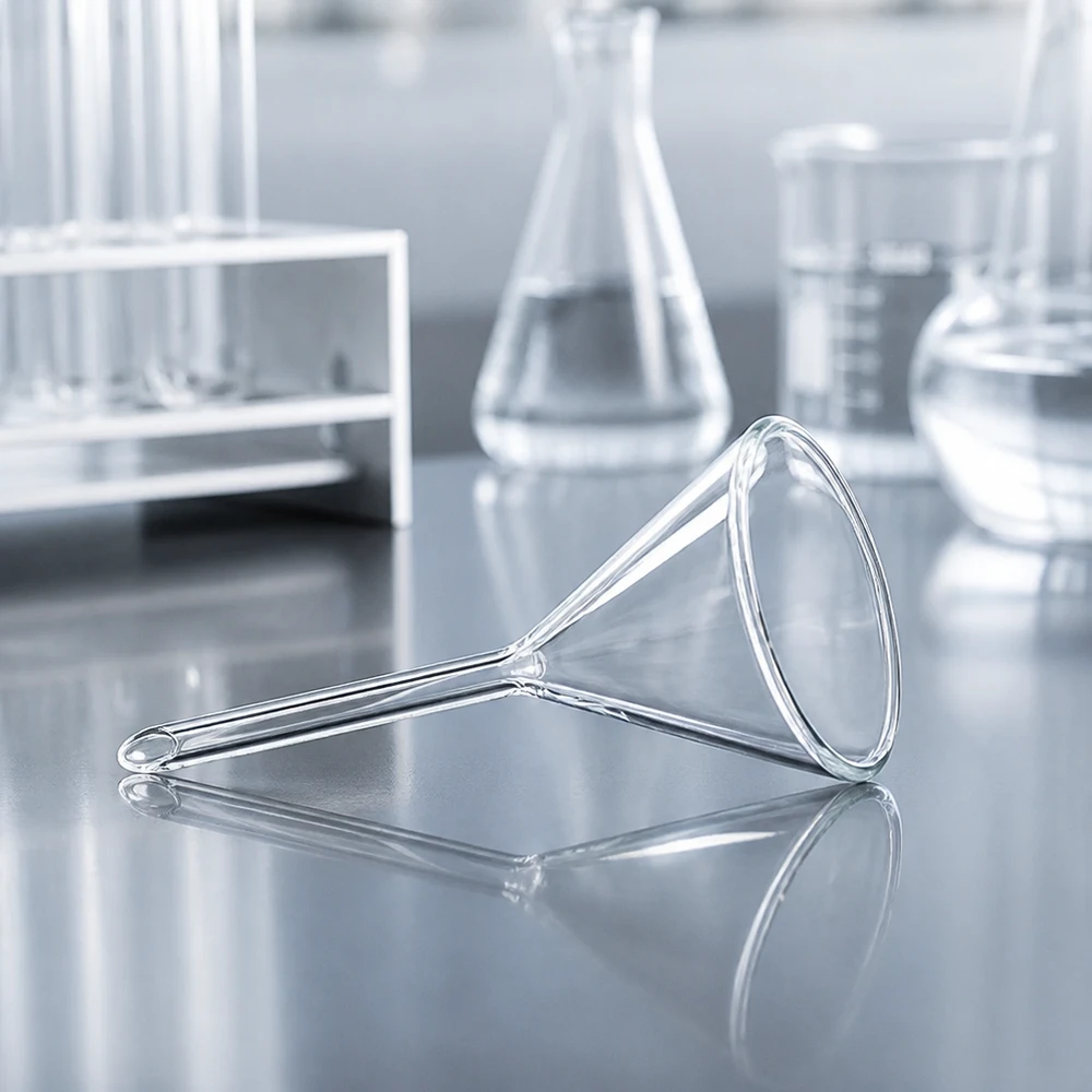 Entonnoir Ø 35mm - verre borosilicate 3.3 - angle 60° Entonnoir de laboratoire transparent en verre borosilicaté de haute qualité, diamètre 35 mm, pour un travail de laboratoire professionnel