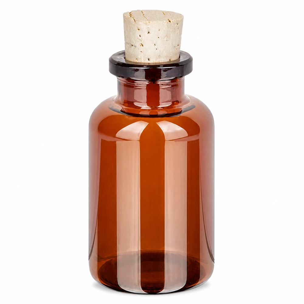 Braunglas Vorratsflasche 20ml mit Korken 11/14mm für Flüssigkeiten